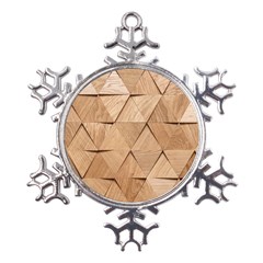 Wooden Triangles Texture, Wooden Wooden Metal Large Snowflake Ornament by nateshop