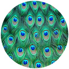 Feather, Bird, Pattern, Peacock, Texture Wooden Puzzle Round by nateshop