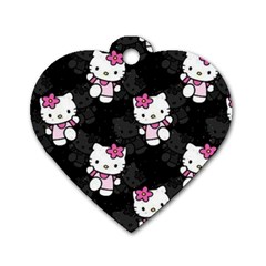 Hello Kitty, Pattern, Supreme Dog Tag Heart (two Sides) by nateshop
