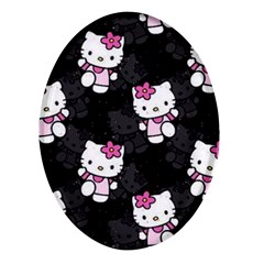 Hello Kitty, Pattern, Supreme Oval Glass Fridge Magnet (4 Pack) by nateshop