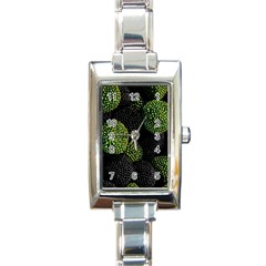 Berry,note, Green, Raspberries Rectangle Italian Charm Watch by nateshop