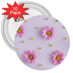 Springpurple Flower On A Purple Background 3  Buttons (10 Pack)  by nateshop