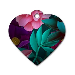 Flowers, Mate, Pink, Purple, Stock Wall Dog Tag Heart (two Sides) by nateshop