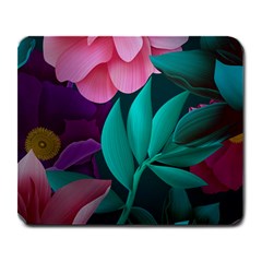 Flowers, Mate, Pink, Purple, Stock Wall Large Mousepad by nateshop