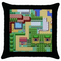 Pixel Map Game Throw Pillow Case (black) by Cemarart