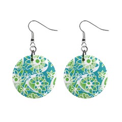 Mazipoodles Love Flowers - Teal Green Mini Button Earrings