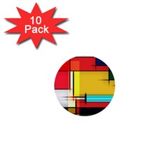 Multicolored Retro Abstraction, Lines Retro Background, Multicolored Mosaic 1  Mini Buttons (10 Pack)  by nateshop