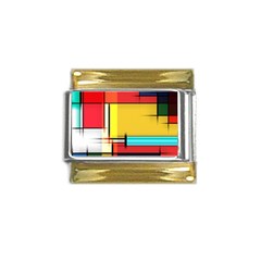 Multicolored Retro Abstraction, Lines Retro Background, Multicolored Mosaic Gold Trim Italian Charm (9mm) by nateshop