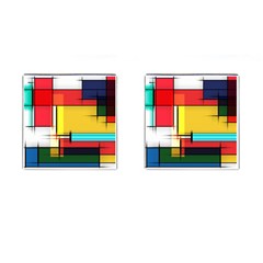 Multicolored Retro Abstraction, Lines Retro Background, Multicolored Mosaic Cufflinks (square) by nateshop