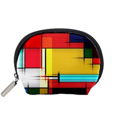 Multicolored Retro Abstraction, Lines Retro Background, Multicolored Mosaic Accessory Pouch (small) by nateshop
