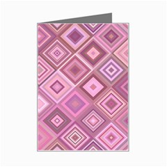 Pink Retro Texture With Rhombus, Retro Backgrounds Mini Greeting Card by nateshop
