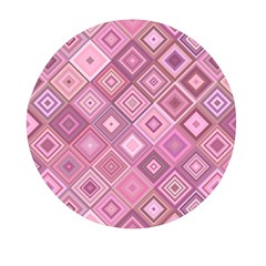 Pink Retro Texture With Rhombus, Retro Backgrounds Mini Round Pill Box by nateshop