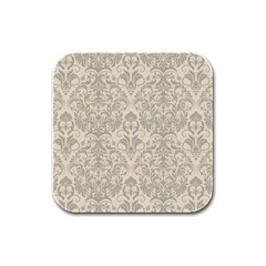 Retro Texture With Ornaments, Vintage Beige Background Rubber Square Coaster (4 Pack) by nateshop