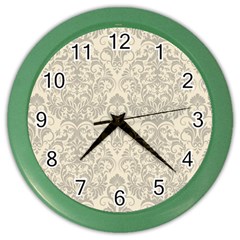 Retro Texture With Ornaments, Vintage Beige Background Color Wall Clock by nateshop