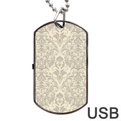 Retro Texture With Ornaments, Vintage Beige Background Dog Tag Usb Flash (one Side) by nateshop