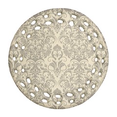 Retro Texture With Ornaments, Vintage Beige Background Ornament (round Filigree) by nateshop