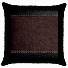 Black Leather Texture Leather Textures, Brown Leather Line Throw Pillow Case (black) by nateshop