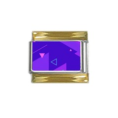 Purple Geometric Abstraction, Purple Neon Background Gold Trim Italian Charm (9mm) by nateshop