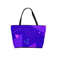 Purple Geometric Abstraction, Purple Neon Background Classic Shoulder Handbag by nateshop
