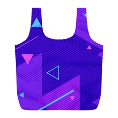 Purple Geometric Abstraction, Purple Neon Background Full Print Recycle Bag (l) by nateshop