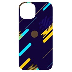 Blue Background Geometric Abstrac Iphone 14 Black Uv Print Case by nateshop
