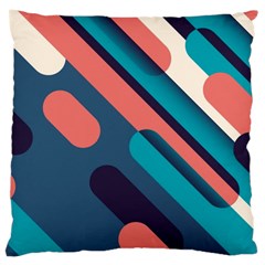 Blue Geometric Background, Abstract Lines Background Large Cushion Case (one Side) by nateshop