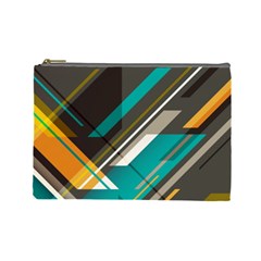 Material Design, Lines, Retro Abstract Art, Geometry Cosmetic Bag (large) by nateshop