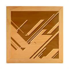 Material Design, Lines, Retro Abstract Art, Geometry Wood Photo Frame Cube by nateshop