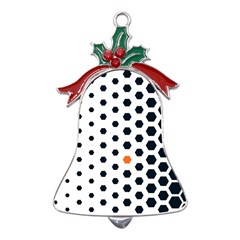 Honeycomb Hexagon Pattern Abstract Metal Holly Leaf Bell Ornament by Grandong