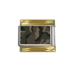 Camo, Abstract, Beige, Black, Brown Military, Mixed, Olive Gold Trim Italian Charm (9mm) by nateshop