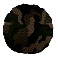 Camo, Abstract, Beige, Black, Brown Military, Mixed, Olive Large 18  Premium Flano Round Cushions by nateshop