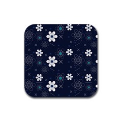 Flowers Pattern , Pattern, Flowers, Texture Rubber Square Coaster (4 Pack) by nateshop