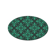 Green Damask Pattern Vintage Floral Pattern, Green Vintage Sticker Oval (100 Pack) by nateshop