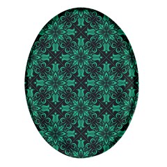 Green Damask Pattern Vintage Floral Pattern, Green Vintage Oval Glass Fridge Magnet (4 Pack) by nateshop