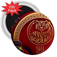 Holiday, Chinese New Year, Year Of The Tiger 3  Magnets (100 Pack) by nateshop