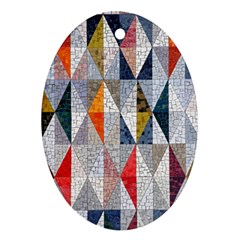 Mosaic, Colorful, Rhombuses, Pattern, Geometry Oval Ornament (two Sides) by nateshop