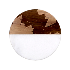 Leaves Flowers Border Frame Floral Classic Marble Wood Coaster (round)  by Grandong