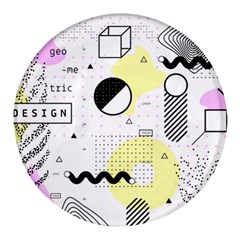 Graphic Design Geometric Background Round Glass Fridge Magnet (4 Pack) by Grandong