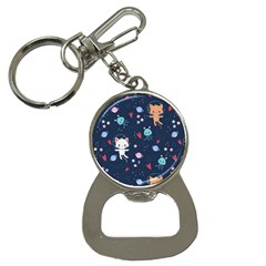 Cute Astronaut Cat With Star Galaxy Elements Seamless Pattern Bottle Opener Key Chain by Grandong