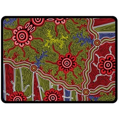 Authentic Aboriginal Art - Connections Fleece Blanket (large) by hogartharts