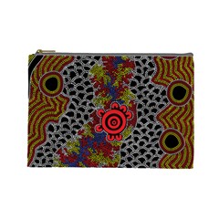Authentic Aboriginal Art - Gathering Cosmetic Bag (large) by hogartharts