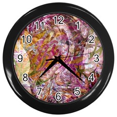 Abstract Pink Blend Wall Clock (black) by kaleidomarblingart