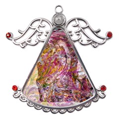 Abstract Pink Blend Metal Angel With Crystal Ornament by kaleidomarblingart