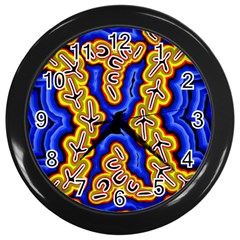 Authentic Aboriginal Art - Emu Dreaming Wall Clock (black) by hogartharts