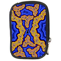 Authentic Aboriginal Art - Emu Dreaming Compact Camera Leather Case by hogartharts