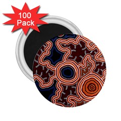 Authentic Aboriginal Art - Pathways 2 25  Magnets (100 Pack)  by hogartharts