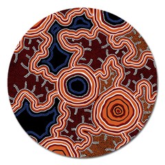 Authentic Aboriginal Art - Pathways Magnet 5  (round) by hogartharts