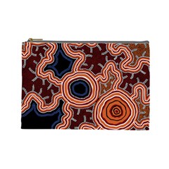 Authentic Aboriginal Art - Pathways Cosmetic Bag (large) by hogartharts