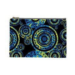 Authentic Aboriginal Art - Circles (paisley Art) Cosmetic Bag (large) by hogartharts