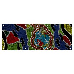 Authentic Aboriginal Art - Walking The Land Banner And Sign 8  X 3  by hogartharts